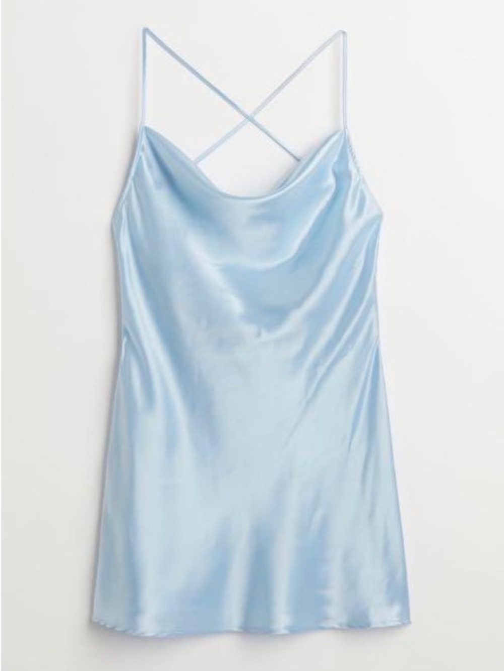 H&M Light Blue Satin Backless Slip Dress